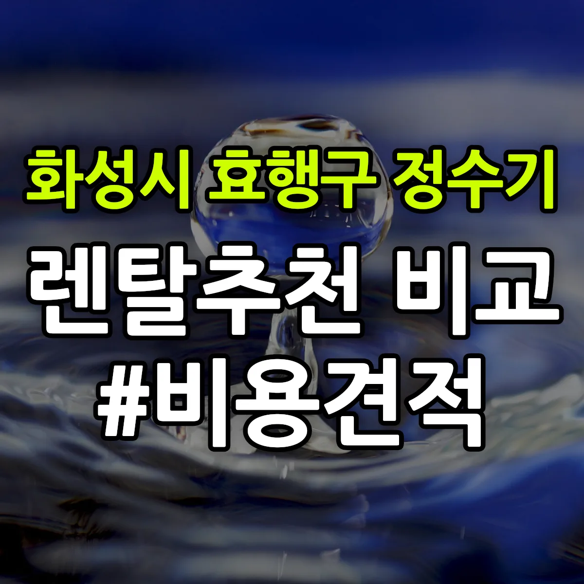 화성시 효행구 정수기 렌탈 추천 비교 견적 안내